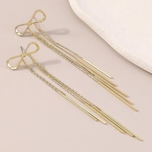 Elegant Gold Bow Dangle Earrings